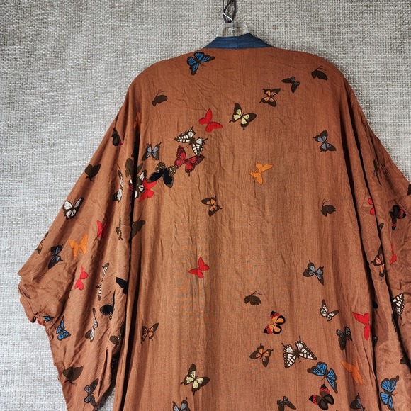 Free People Butterfly Kisses Open Front Kimono Duster Womens One Size Brown NWI - Picture 11 of 16